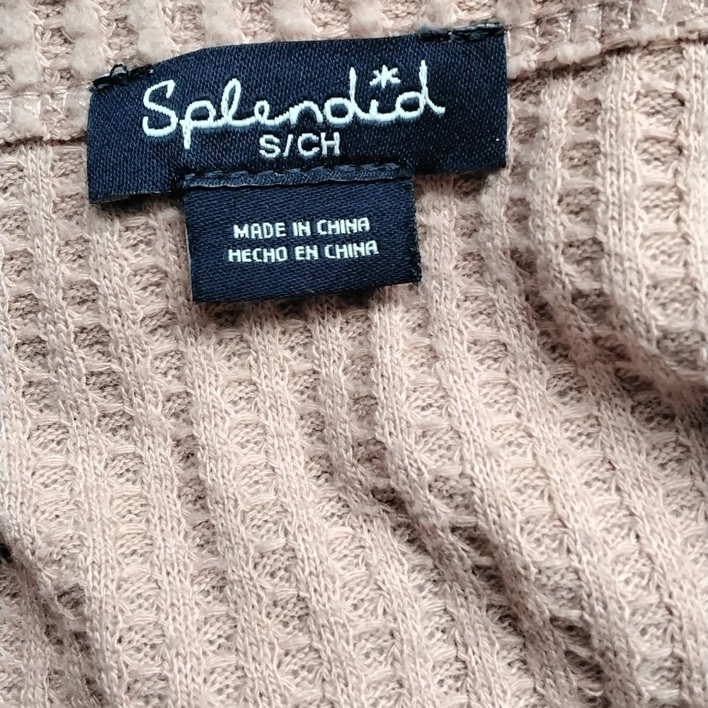 COPY - Splendid Blush Colored Waffle Knit Top Size S/CH - Picture 5 of 7